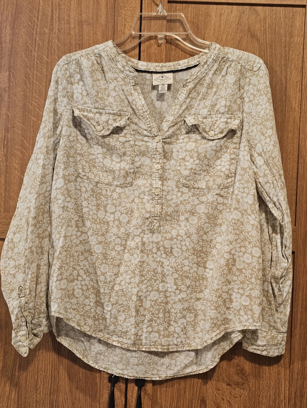 St Johns Bay Women's Floral Henley Tunic - Beige Cream